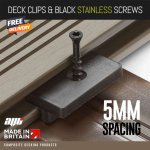 Composite Decking Clips & Black Stainless Screws 5MM Spacing