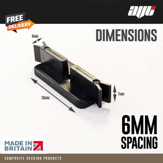 Composite Decking Clips & Black Stainless Screws 6MM Spacing