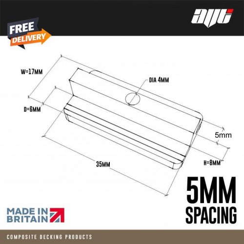 Composite Decking Clips & Black Stainless Screws 5MM Spacing
