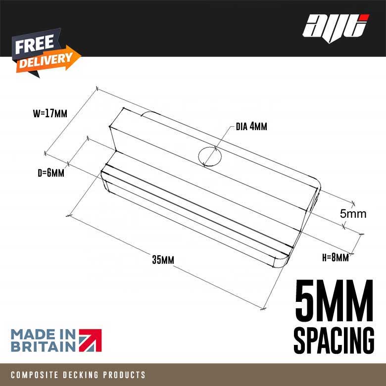 Composite Decking Clips & Black Stainless Screws 5MM Spacing