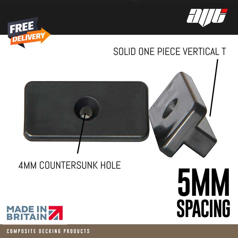 Composite Decking Clips & Black Stainless Screws 5MM Spacing
